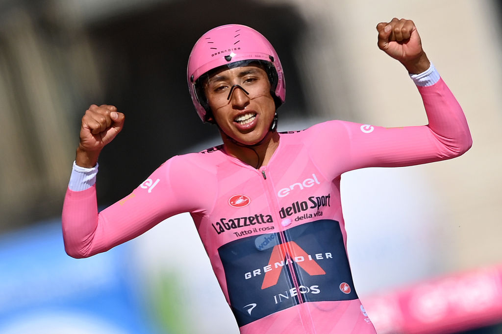 Egan Bernal (Ineos Grenadiers) celebrates the overall victory in the 2021 Giro d'Italia