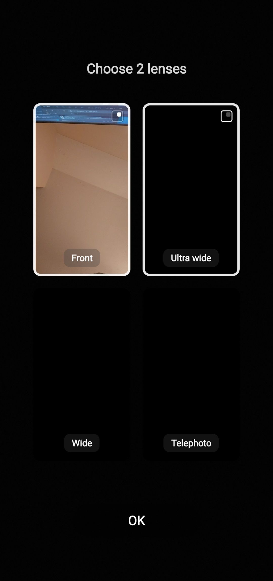 Camera selection in Dual Rec mode