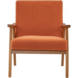 Karl home Mid-Century Accent Chair Modern Retro Leisure Chair with Solid Wood Frame