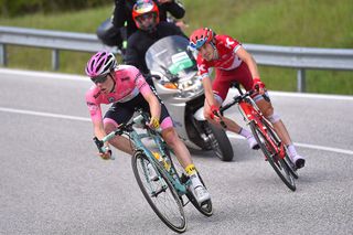 Steven Kruijswijk (LottoNl-Jumbo) in the maglia rosa with Ilnur Zakarin (Katusha)