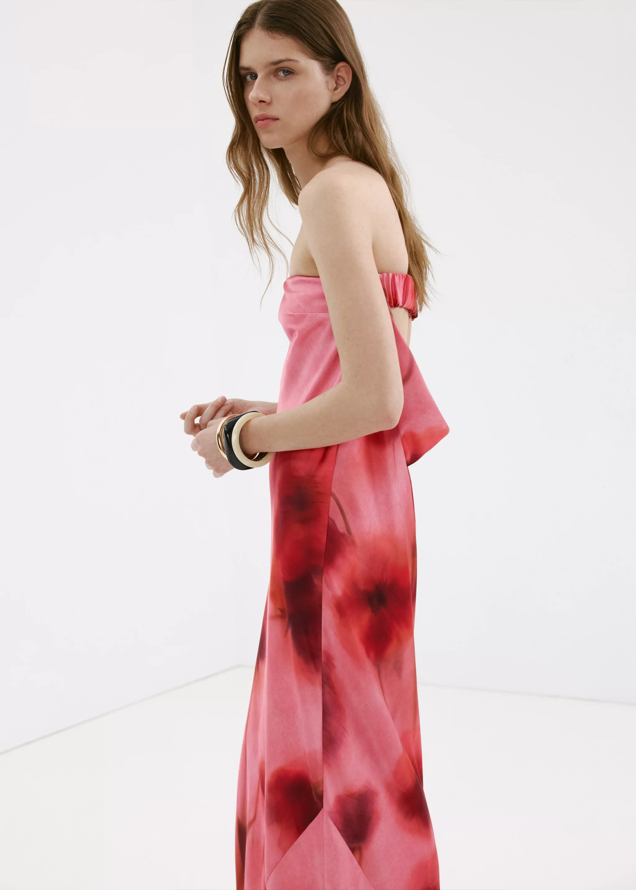 Strapless Floral Dress - Women | Mango Usa