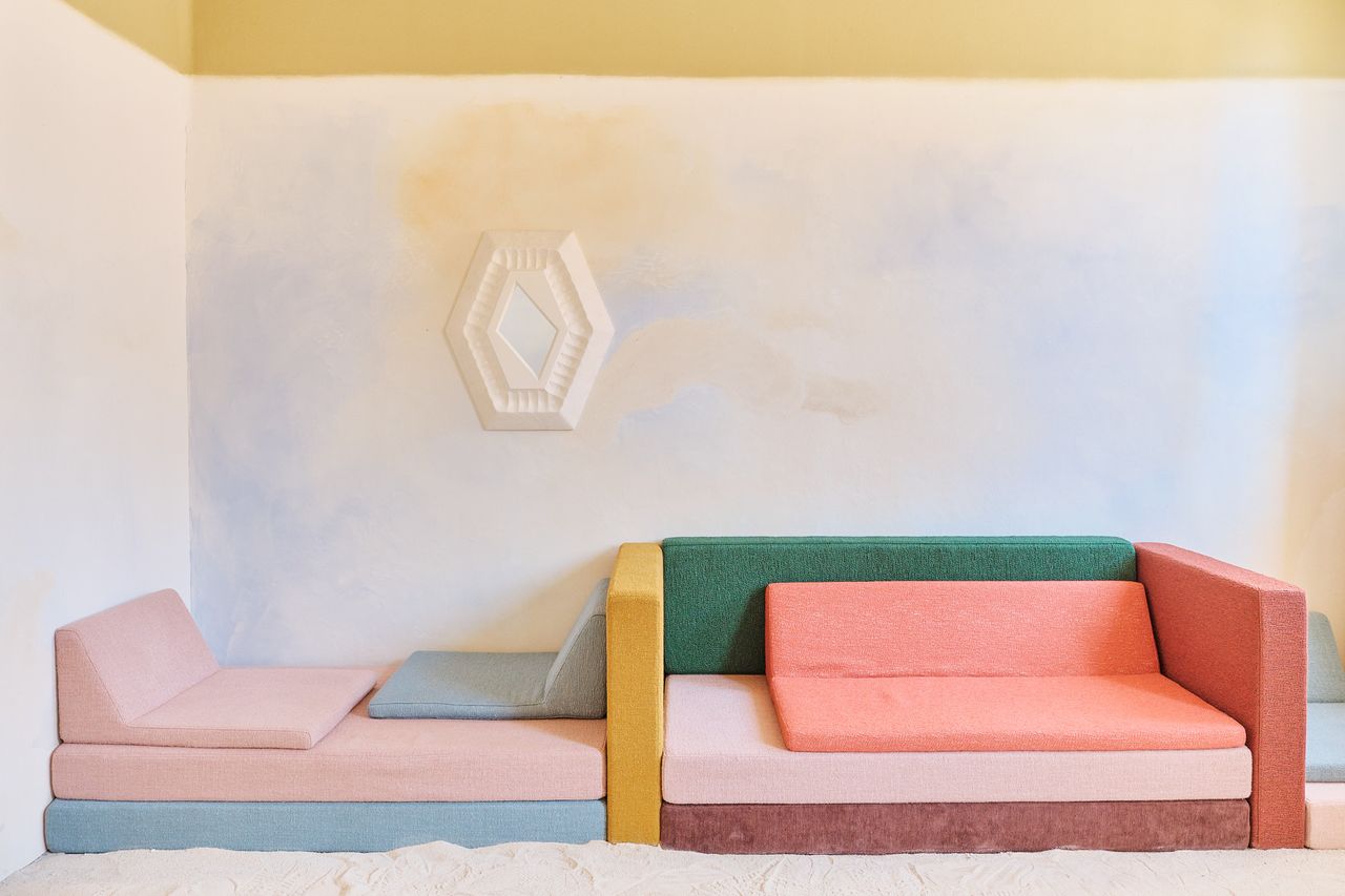 Colourful modular sofas shown in Toulon for Design Parade