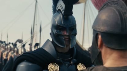 Benny Safdie as Agamemnon and Matt Damon as Odysseys in The Odyssey