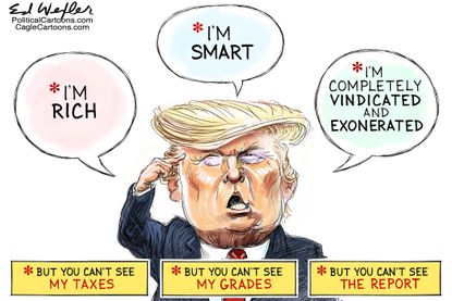 Political Cartoon U.S. Trump Mueller report