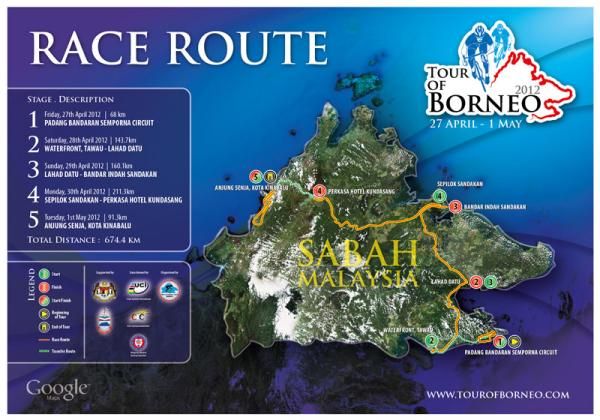 The race route for the 2012 Tour of Borneo