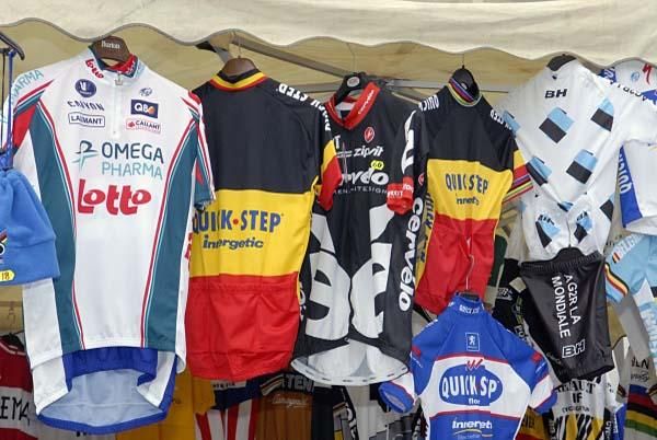 A colorful display of jerseys
