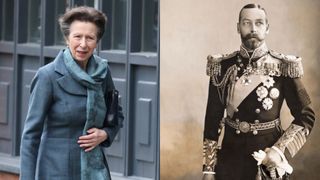 Princess Anne side-by-side with a picture of King George V