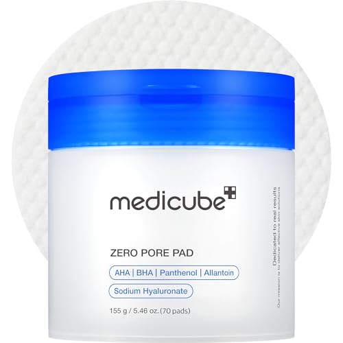 Medicube Zero Pore Pads 2.0, Dual-Textured Facial Toner Pads for Exfoliation and Pore Care With 4.5% Aha Lactic Acid & 0.45% Bha Salicylic Acid, Ideal for All Skin Types, Korean Skin Care (70 Pads)