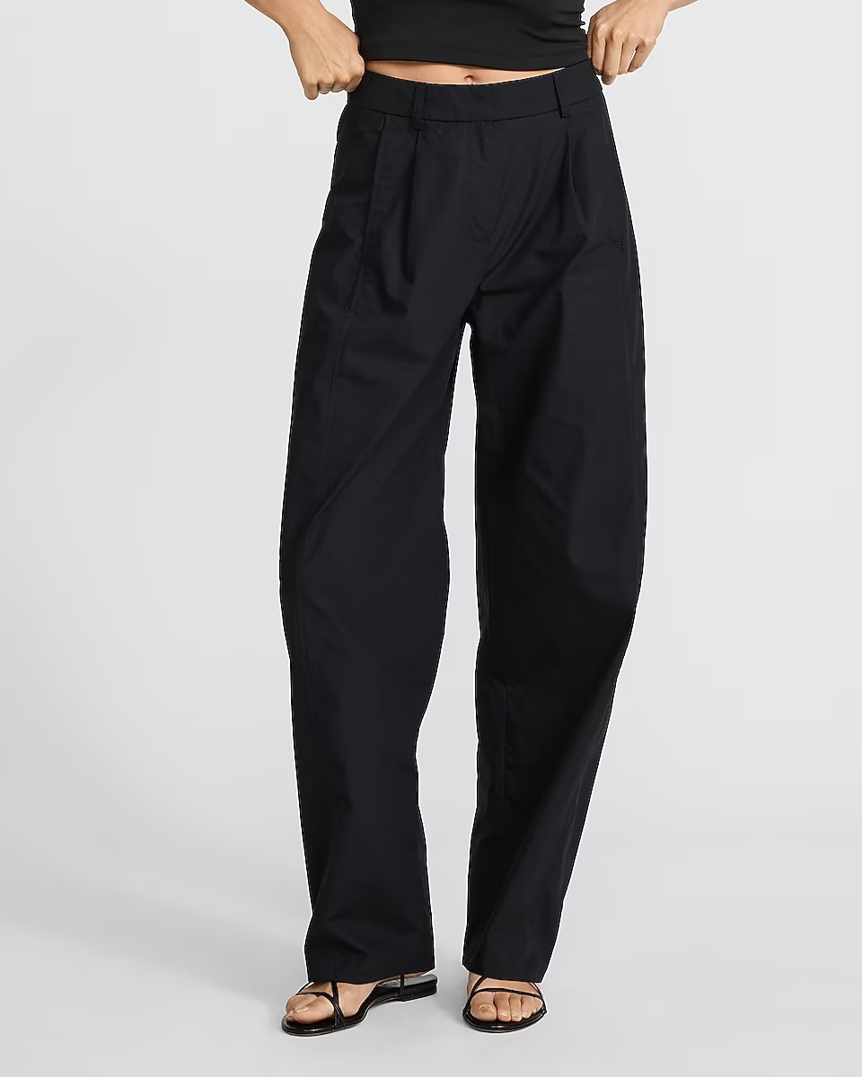 express, Poplin High Waisted Relaxed Barrel Pant