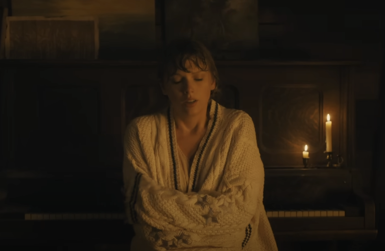 Taylor Swift wore the Folklore cardigan in the "Cardigan" music video