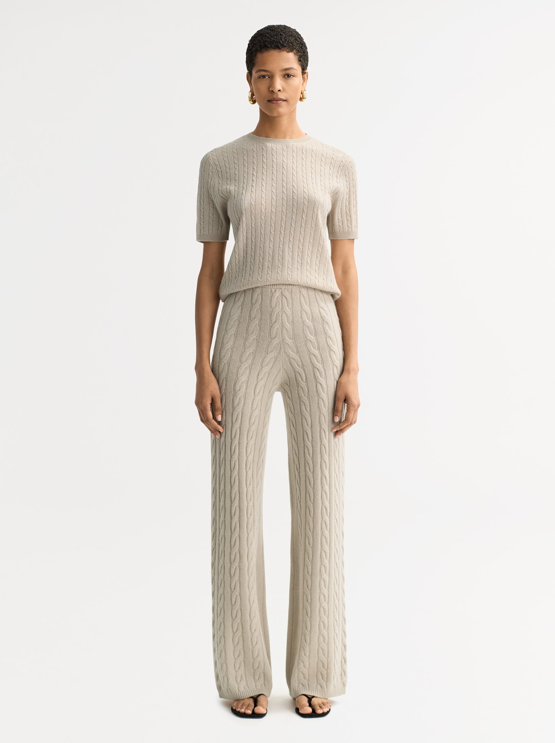 soft goat, Cable Knit Pants