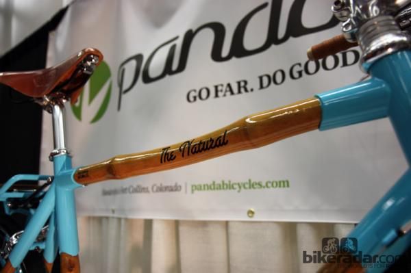Panda Bicycles' steel and bamboo creations included this baby blue townie.
