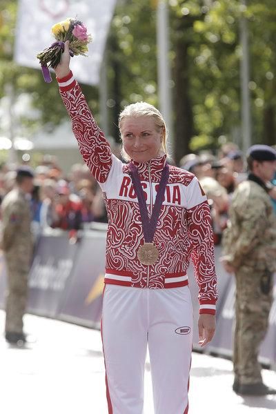 Olga Zabelinskaya (Russia) on the podium