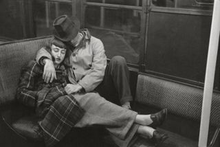 A black and white image, Life and Love on the New York City Subway, 1947, by Stanley Kubrick