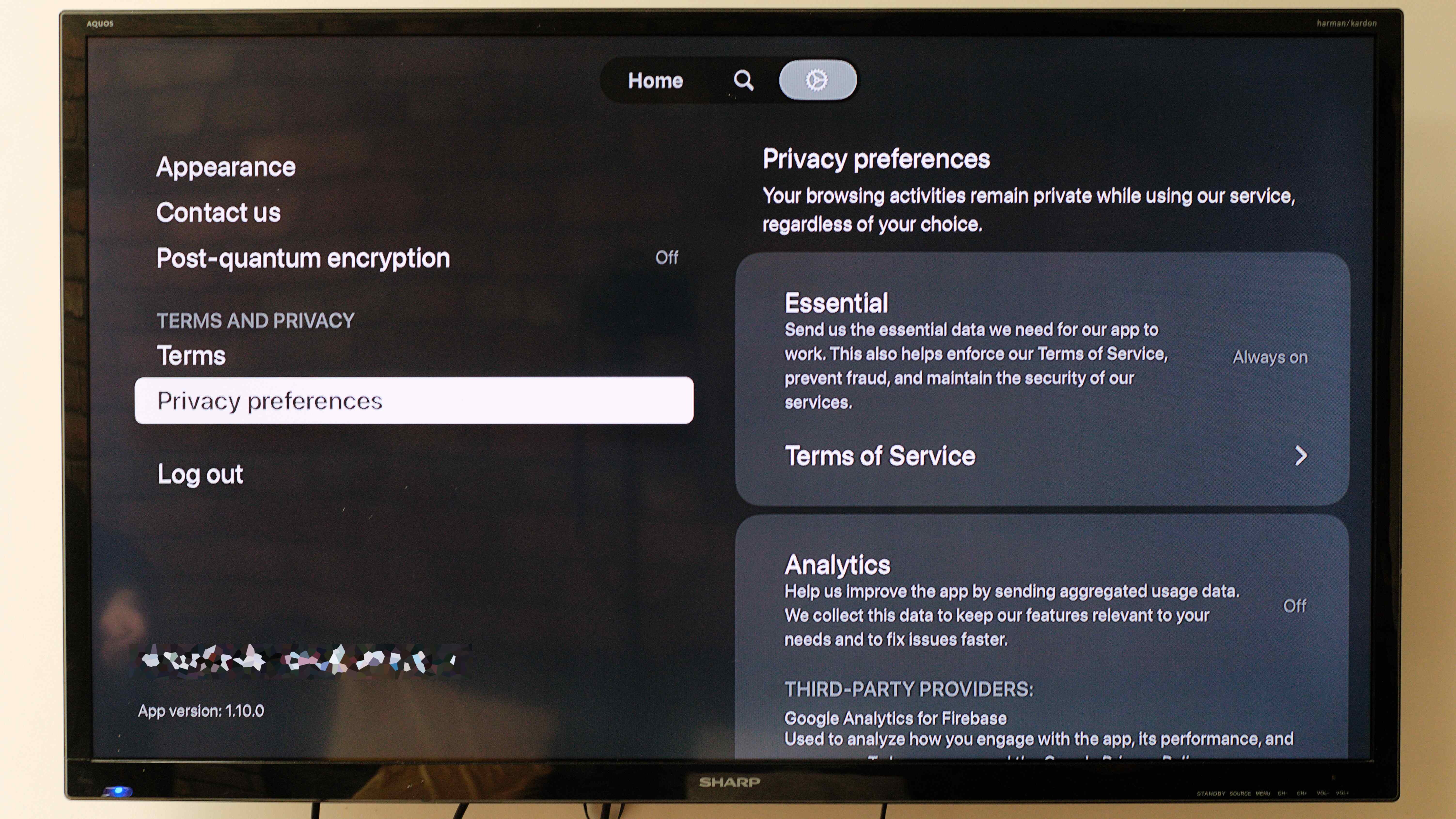 Proton VPN app running on an Apple TV