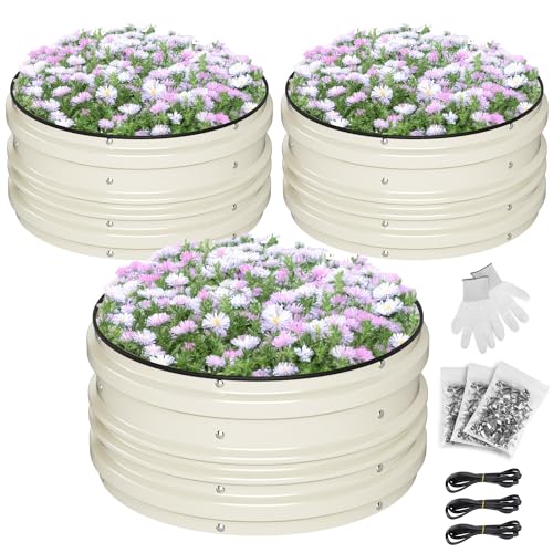 Workpro 3pcs 2x2x1ft Galvanized Raised Garden Bed Set, Rust &amp;amp; Corrosion Protection, Easy Assembly, Safe Edge, Ideal for Vegetables &amp;amp; Flowers, White