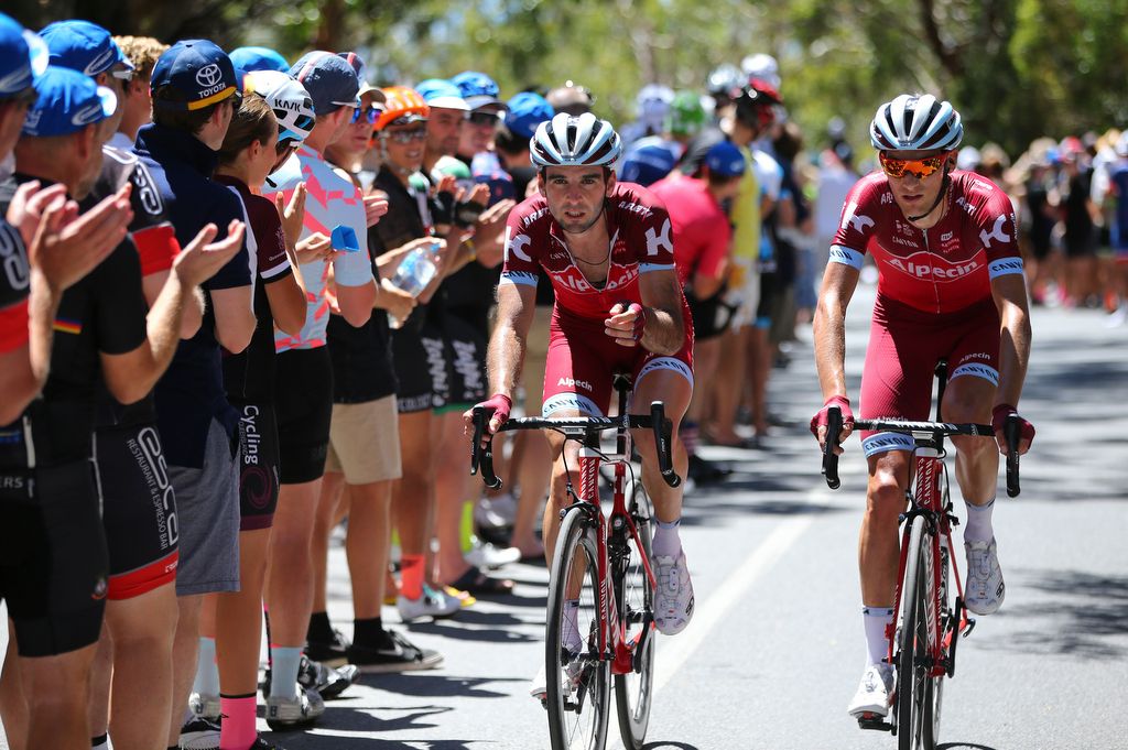 Sven Erik Bystr&oslash;m (Katusha-Alpecin) enjoys the ride up Willunga Hill