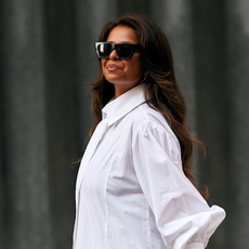 woman wearing a white T-shirt dress 