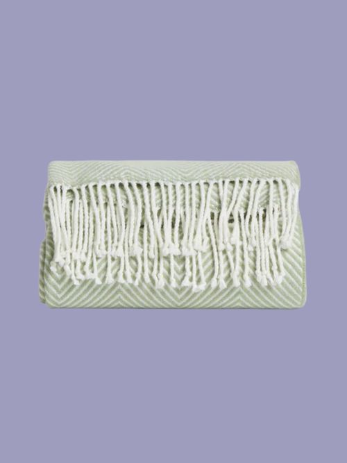 Sage Green Herringbone Cosy Throw