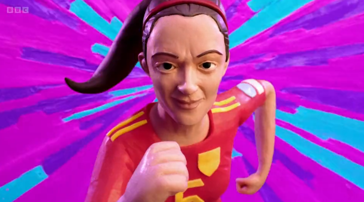A plasticine model of Spain&#039;s Aitana Bonmati from BBC Sport&#039;s Euro 2025 opening sequence
