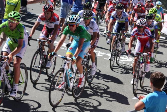 Simone Ponzi (Astana) in the points classification jersey