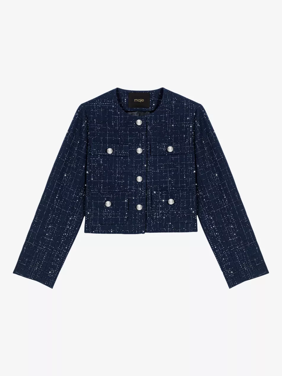 Tweed-Textured Cropped Cotton-Blend Jacket - 6