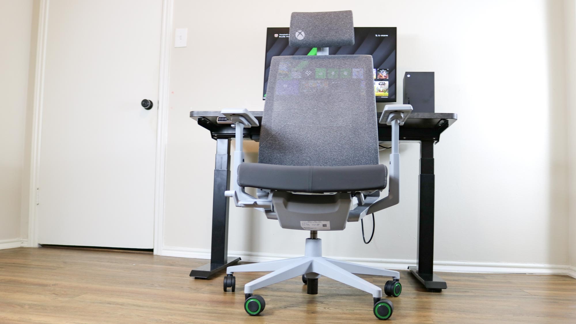 The Haworth Very Gaming Chair in front of a desk