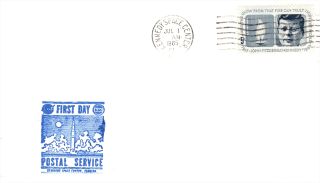 a white, stamped envelope showing a "kennedy space center" postmark.