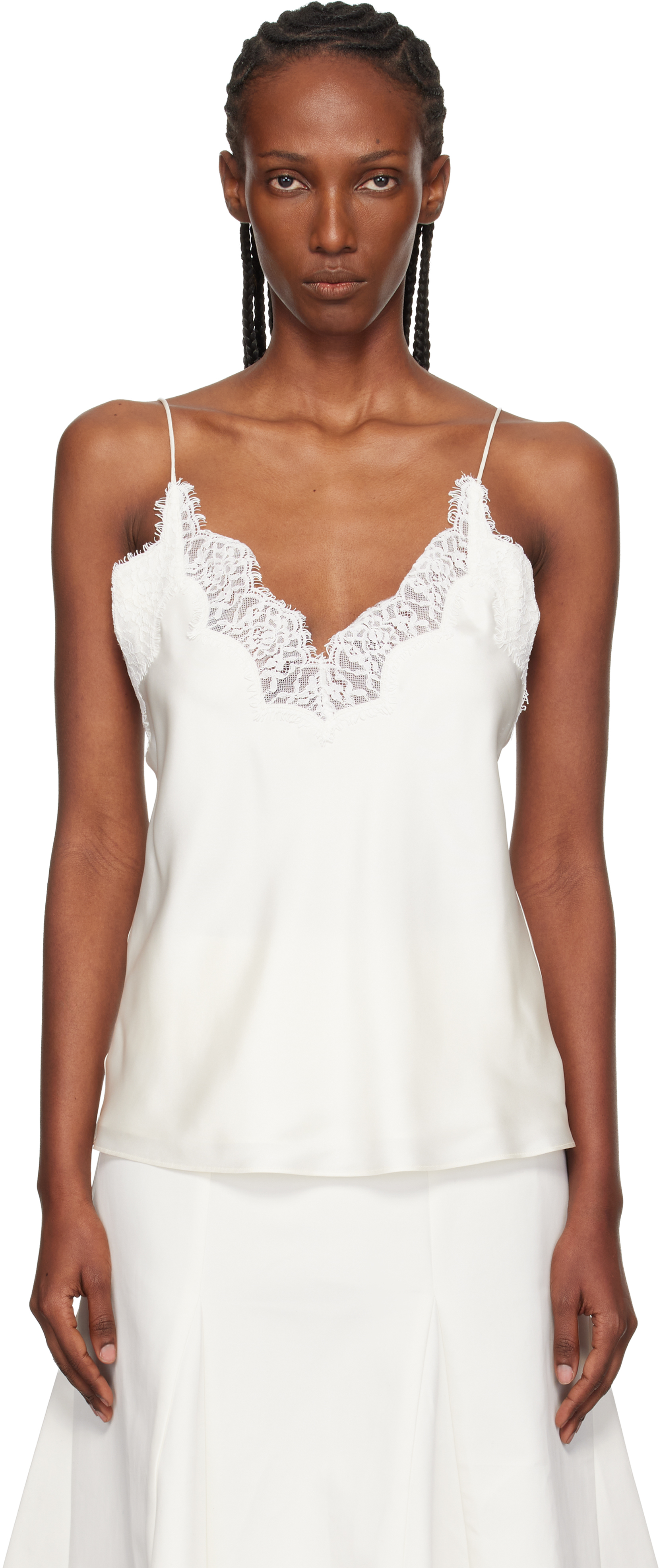 Off-White Lace Silk Camisole