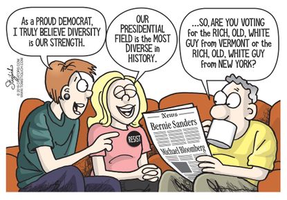 Political Cartoon U.S. Democrats Diversity 2020