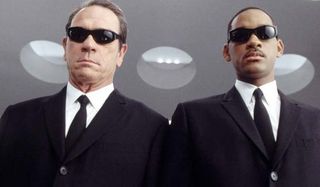 Men in Black Tommy Lee Jones Will Smith shades on stare down