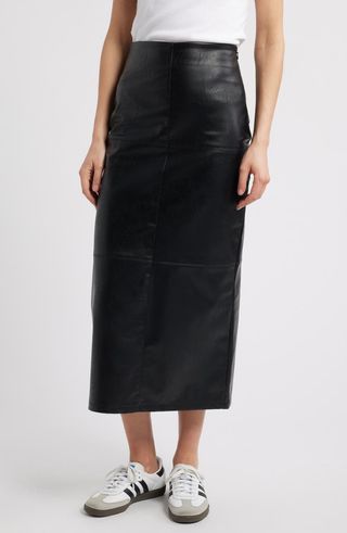 Faux Leather Midi Skirt