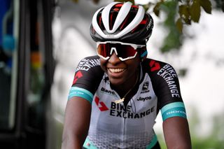 GALMAARDEN BELGIUM JUNE 24 Teniel Campbell of Trinidad Tobago and Team Bikeexchange warming up on rollers at start during the 9th Lotto Belgium Tour 2021 Stage 2 a 1375km stage from Galmaarden to Galmaarden LottoBelgTour LottoBelgiumTour on June 24 2021 in Galmaarden Belgium Photo by Luc ClaessenGetty Images