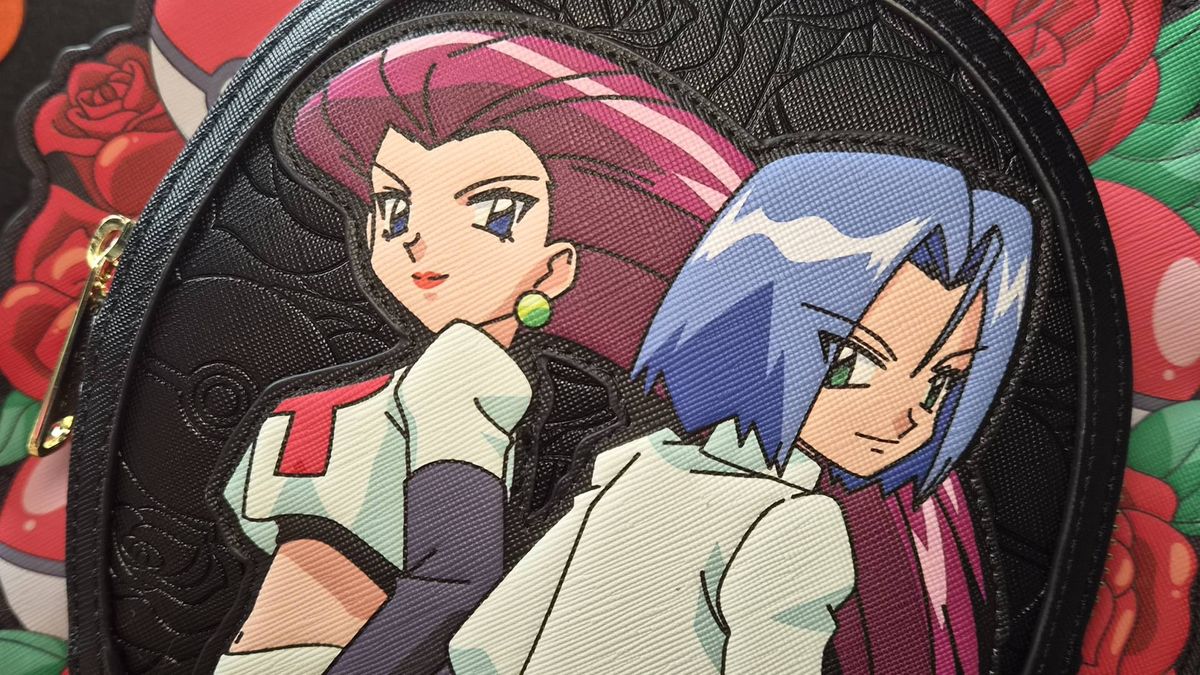 Close up of Jessie and James as seen on the Team Rocket Cameo Mini Backpack.
