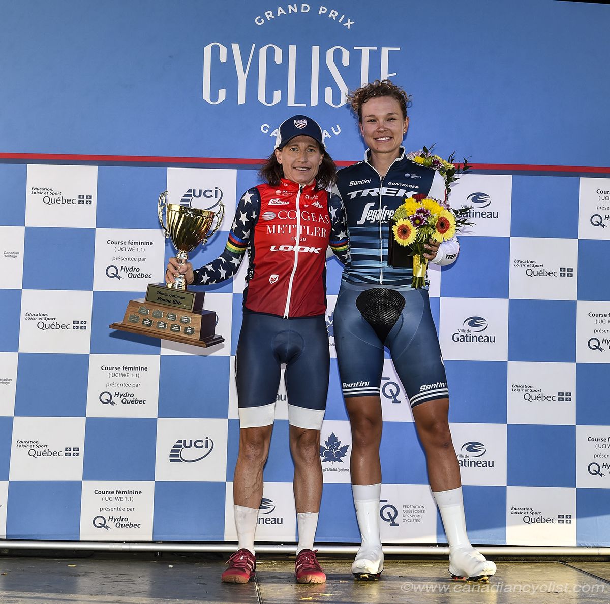 Amber Neben and Taylor Wiles on the podium