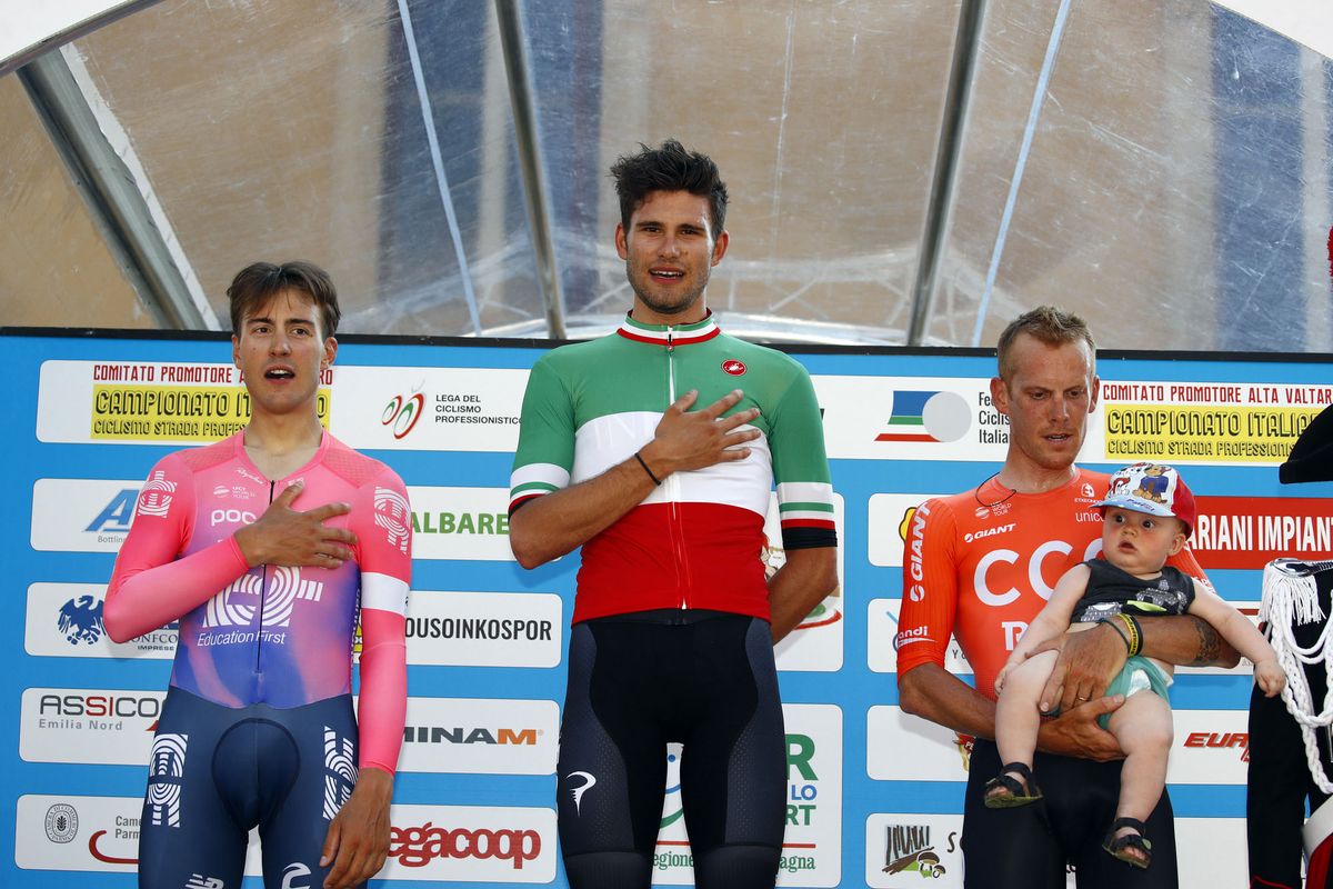Bettiol, Ganna and De Marchi on the podium at the Italian national time trial championships
