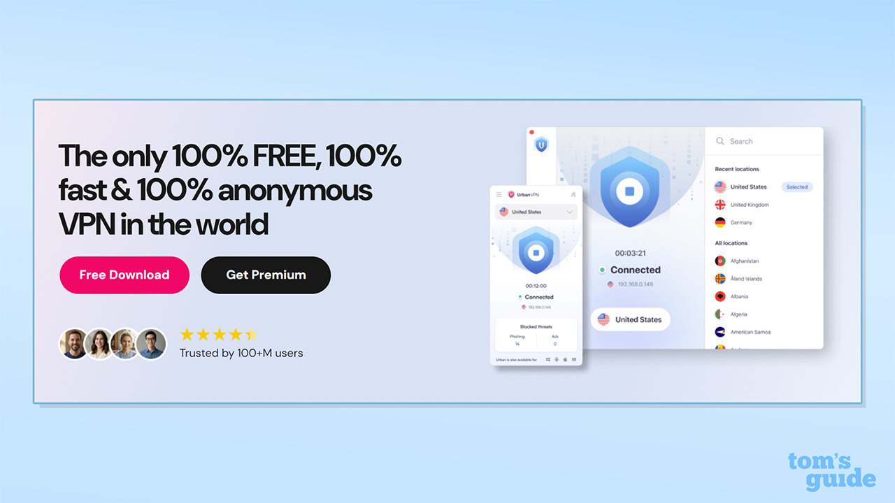 اسکرین شات بخشی از صفحه اصلی وب سایت Urban VPN