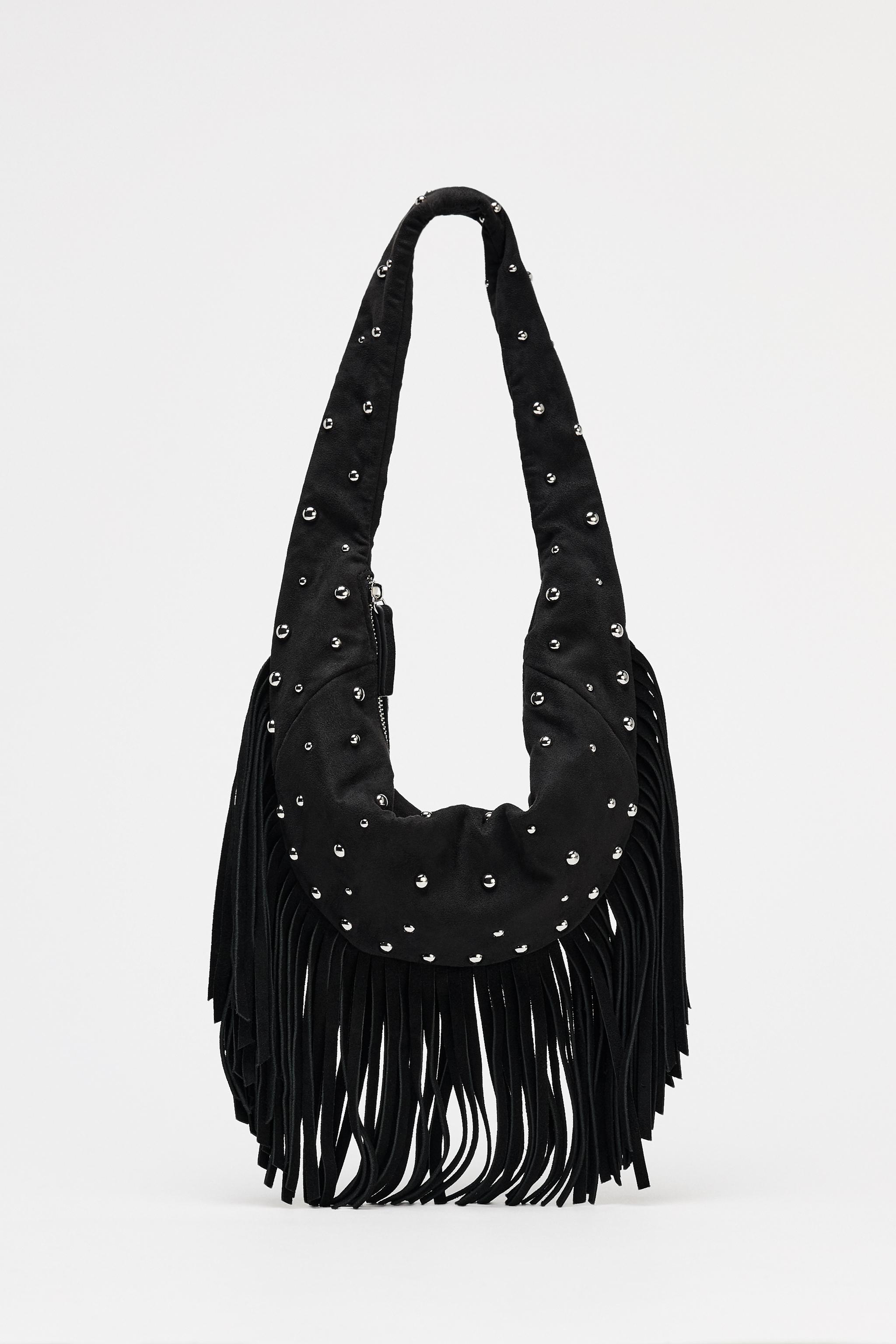 Oval Fringed Studded Bag