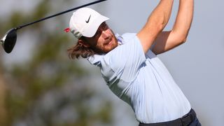 Tommy Fleetwood takes a tee shot during the 2024 edition of The Sentry