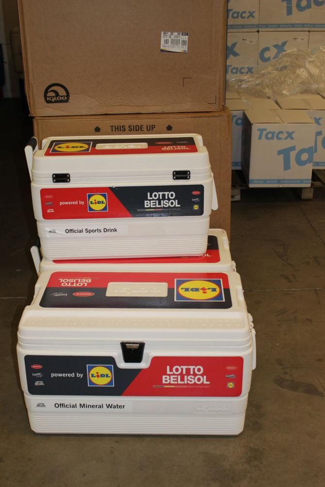 Cooler boxes for the drinks at a race