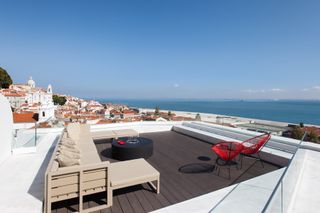 Rooftop view at Memmo Alfama hotel, Lisbon, Portugal