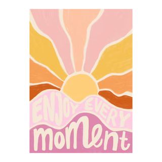 Colorful sun poster with quote in pink and yellow