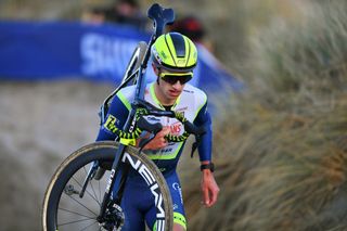 MIDDELKERKE BELGIUM JANUARY 09 Quinten Hermans of Belgium competes during the 105th Belgian National Cyclocross Championships 2022 Mens Elite bkmiddelkerke on January 09 2022 in Middelkerke Belgium Photo by Luc ClaessenGetty Images