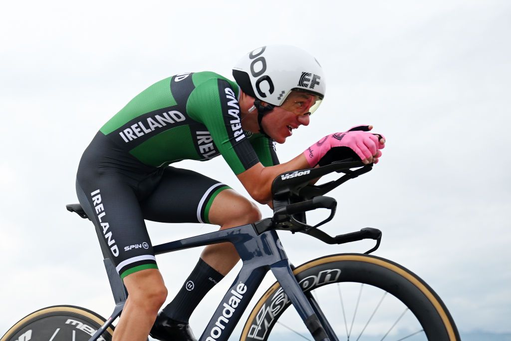 ZURICH SWITZERLAND SEPTEMBER 23 Darren Rafferty of Team Ireland sprints during the 97th UCI Cycling World Championships Zurich 2024 Mens U23 Individual Time Trial a 299km one day race from Zurich to Zurich on September 23 2024 in Zurich Switzerland Photo by Dario BelingheriGetty Images