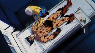 Injured Wolverine on bed with Morph by his side in X-Men '97 Season 1 finale
