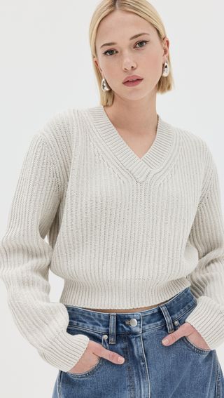 V Neck Cotton Sweater