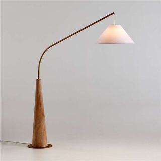 gibson wood hanging arc floor lamp