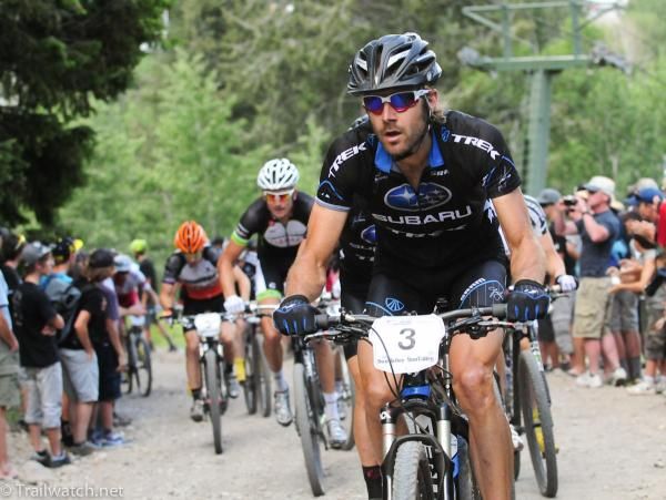 Jeremy Horgan-Kobelski (Subaru-Trek) leading up Bald Mountain