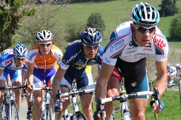 Philippe Gilbert (Omega Pharma-Lotto) leads on the climb.