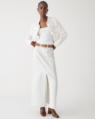 Denim Maxi Skirt in White